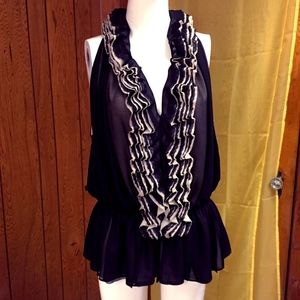 Robert Rodriquez Black Ruffle Top